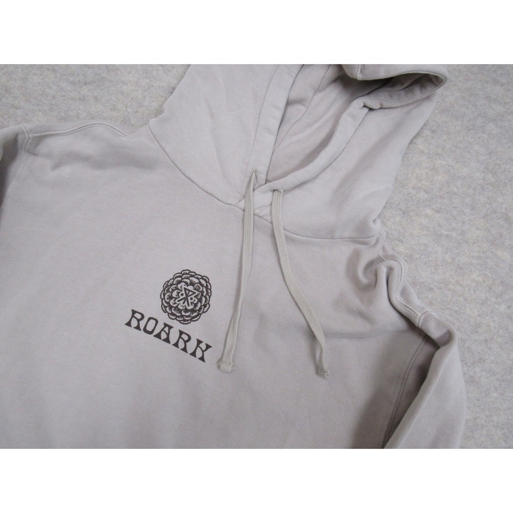 Roark Cone Collectors Graphic Hoodie Mens Medium Khaki Tan Pine Cone Fleece NWT